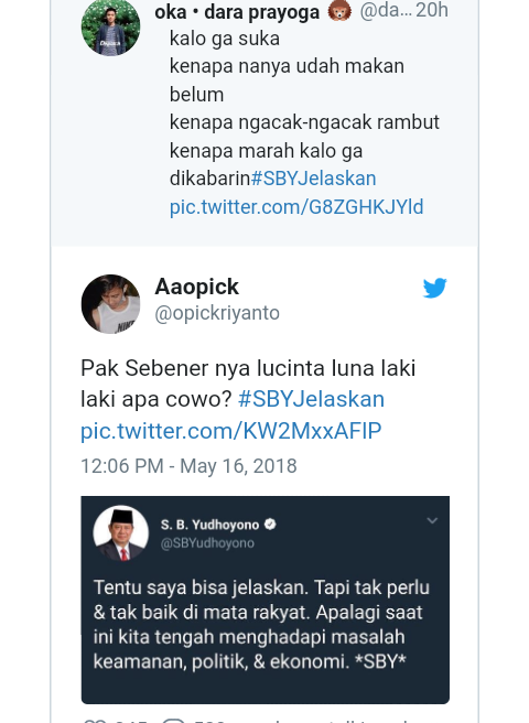 Cuitan SBY Tanggapi Pernyataan Jokowi Dijadikan Meme #SBYJelaskan oleh Netizen