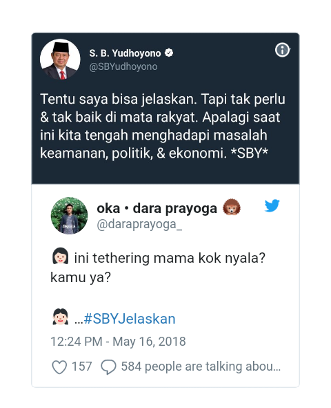 Cuitan SBY Tanggapi Pernyataan Jokowi Dijadikan Meme #SBYJelaskan oleh Netizen