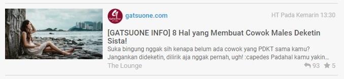 &#91;GATSUONE INFO&#93; 8 Hal yang Membuat Cowok Males Deketin Sista!