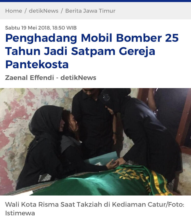 Penghadang Mobil Bomber 25 Tahun Jadi Satpam Gereja Pantekosta