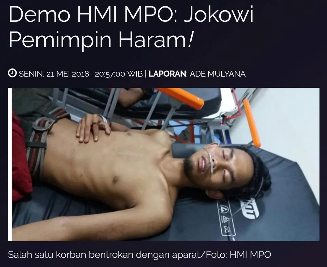 Aksi Demonstrasi Himpunan Mahasiswa Indonesia di Dpan Istana Merdeka Ricuh,2 Org luka