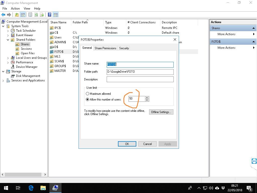 MENAMBAH LIMIT USER SHARE FOLDER