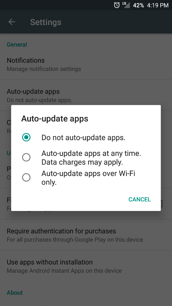 Disable auto update