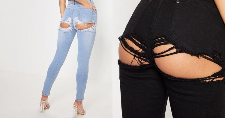 Sobek di bagian pantat, celana jeans ini dijual ratusan ribu rupiah..OMG !