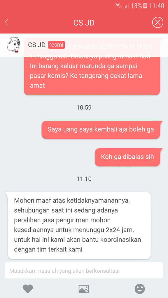 Pesanan jd.id dan J express SAP express pengiriman lama dan mengecewakan