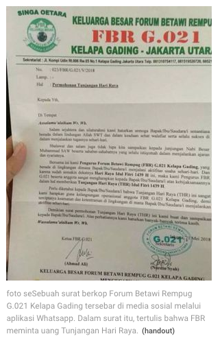 Ada Surat Edaran Minta THR, Ini Tanggapan FBR