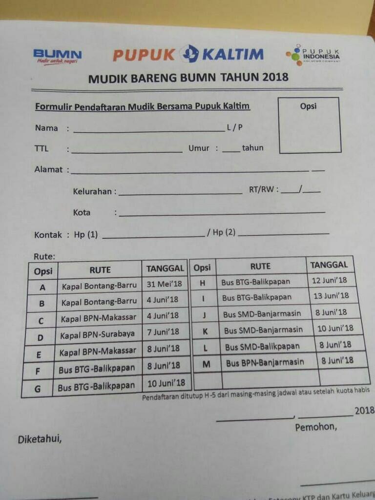 mudik gratis bareng PT PUPUK KALTIM