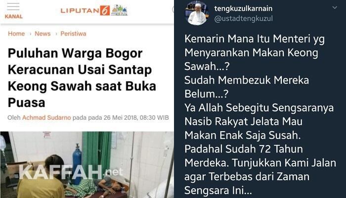 85 Orang Keracunan, MUI : Mana Menteri yang Sarankan Makan Tutut? Sengsaranya Rakyat