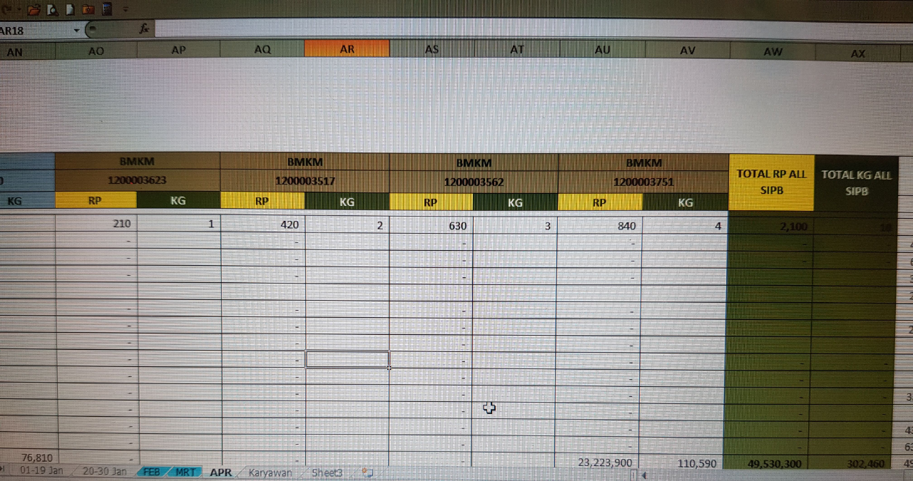 rumus excel penjumlahan