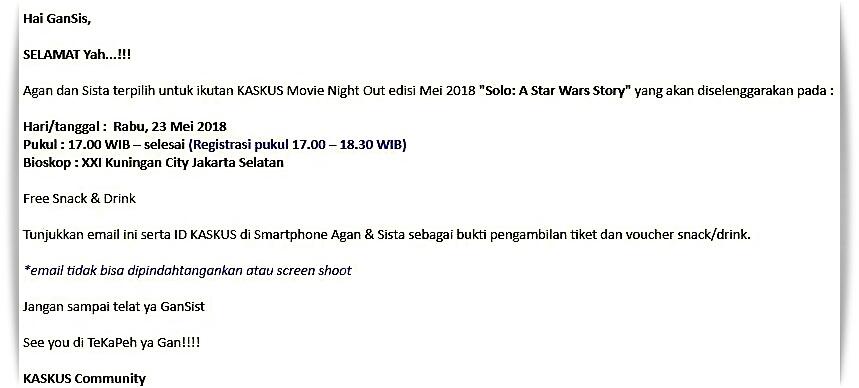 Kaskus Movie Night Out Edisi Solo : A Star Wars Story Mangstab Gan!