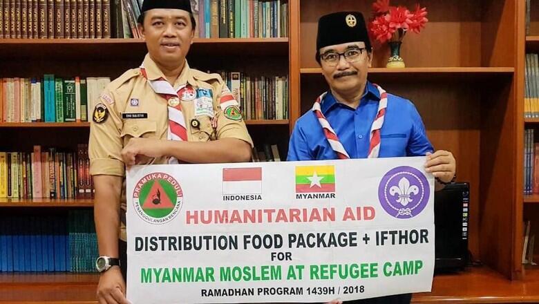 Pramuka Beri Bantuan untuk Pengungsi Rohingya