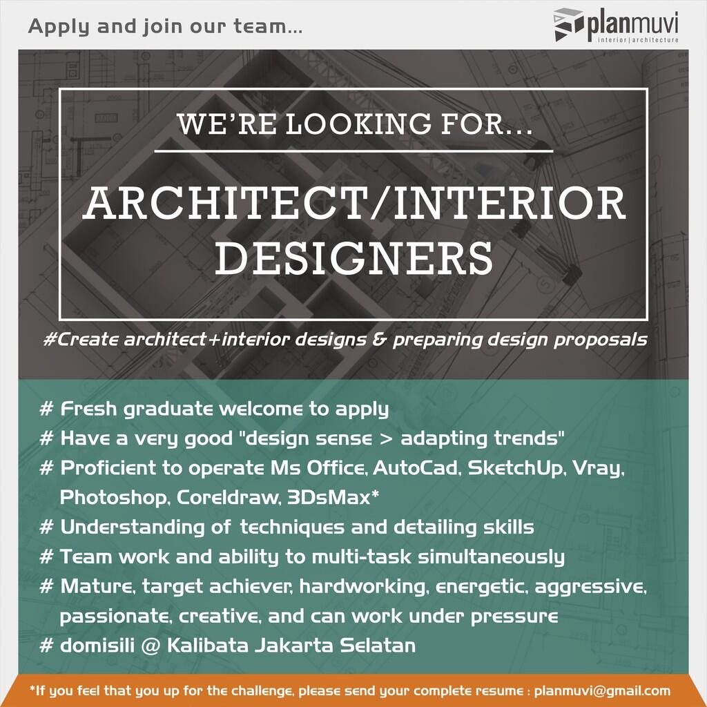 &#91;LOWONGAN&#93; Architect / Interior Designer