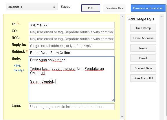 Menggunakan Google Form, Google Sheet &amp; Formmule untuk mengirimkan email 