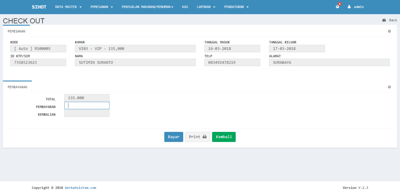 Sistem Informasi Hotel (SIHOT) online berbasis web