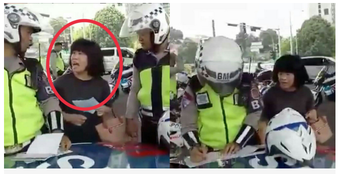 Tak Terima Ditilang, Ibu Ini Mengamuk dan Sebut Polisi ‘Setan’