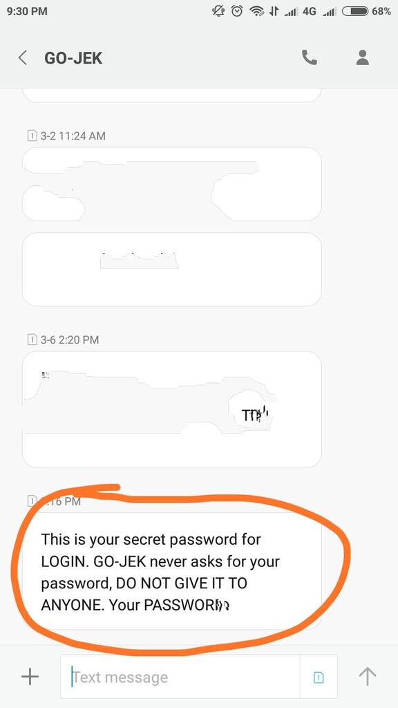 Hati-hati penipuan minta password login Akun GO-JEK!!
