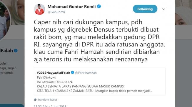Caleg PSI Mau Biarkan Teroris Ledakkan DPR Bersama Fahri Hamzah