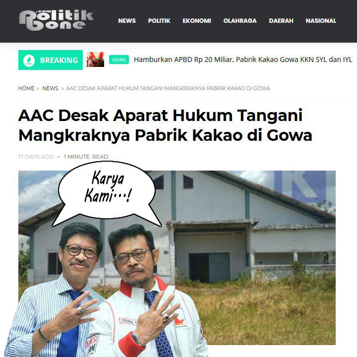 Hamburkan APBD Rp 20 Miliar, Pabrik Kakao Gowa KKN SYL dan IYL