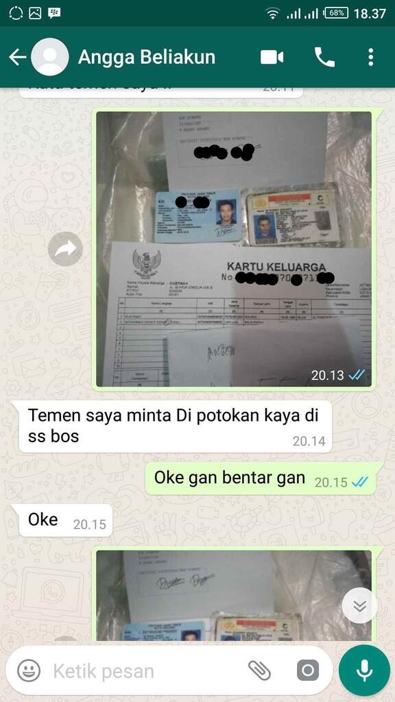 Penipuan Jual Beli Akun Mobile Legend, dan sejenisnya memakai data pribadi orang lain