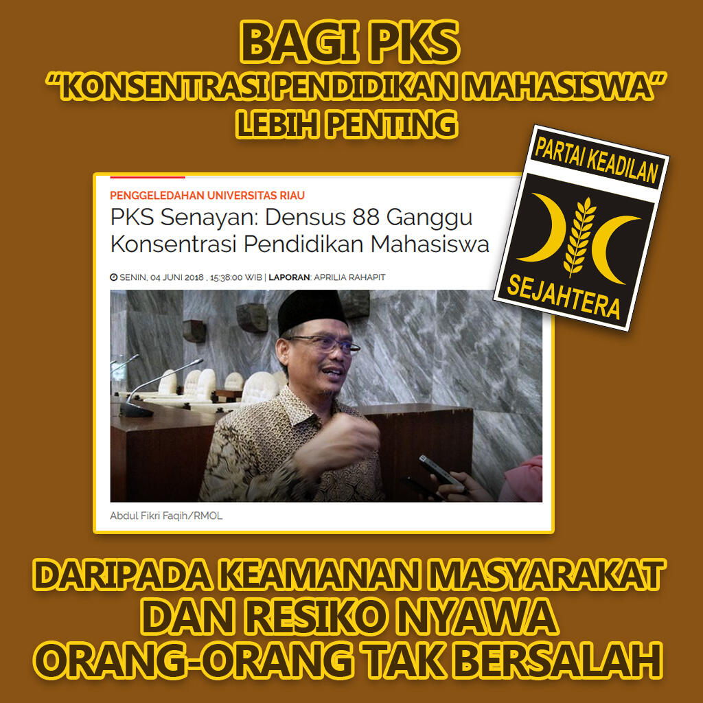 PKS Senayan: Densus 88 Ganggu Konsentrasi Pendidikan Mahasiswa