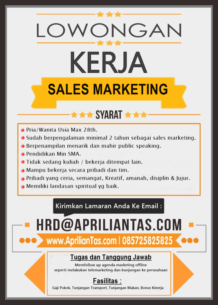 Lowongan Sales Marketing CV Aprilian Jaya Barokah Di Jogjakarta Kota