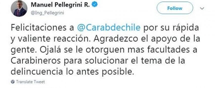 Manuel Pellegrini Dirampok saat Pergi ke Restoran di Cile
