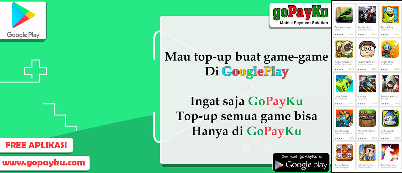 Gopayku Juga Bisa Lhoo Top-up Buat Game-game Di GooglePlay Store