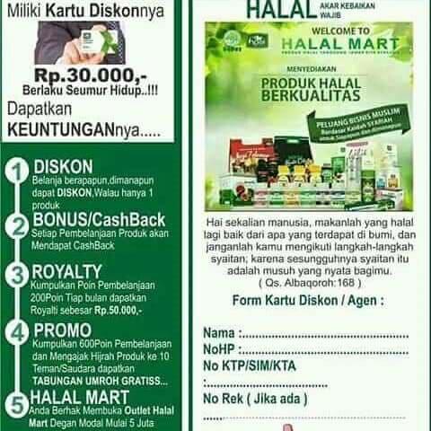 Peluang Kerja Sama Bisnis Rumahan Agen Produk Halal Mart