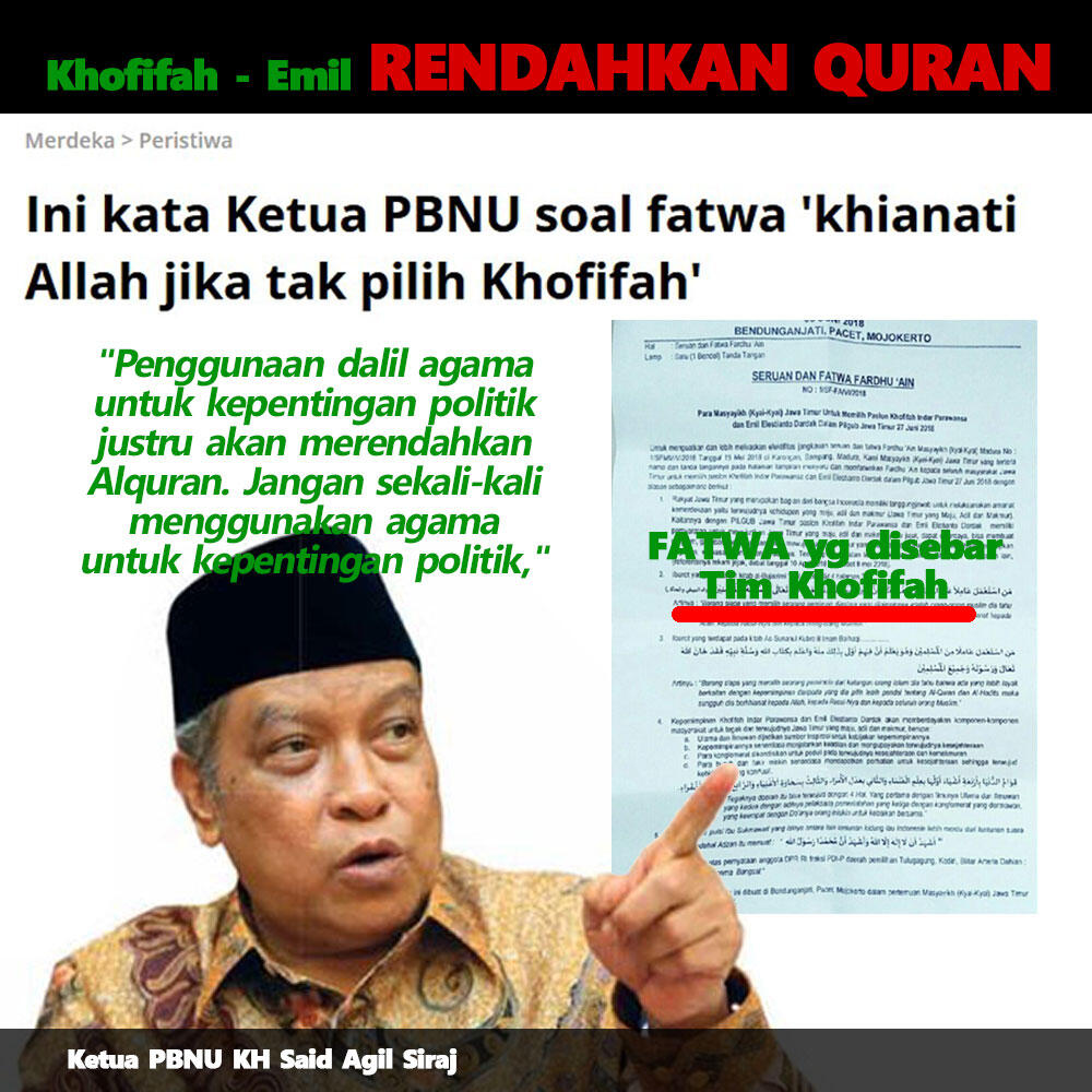 Ini kata Ketua PBNU soal fatwa 'khianati Allah jika tak pilih Khofifah'