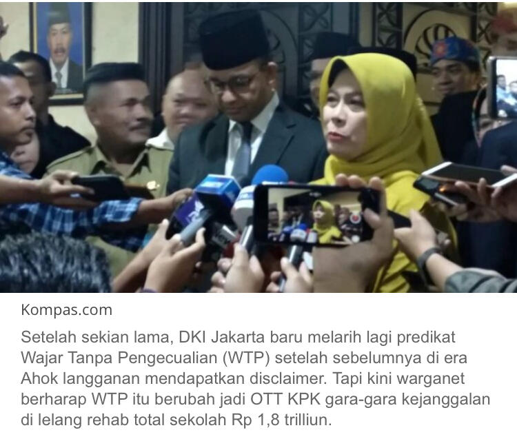 Warganet Doakan WTP Pemprov era Anies-Sandi Berubah Jadi OTT KPK