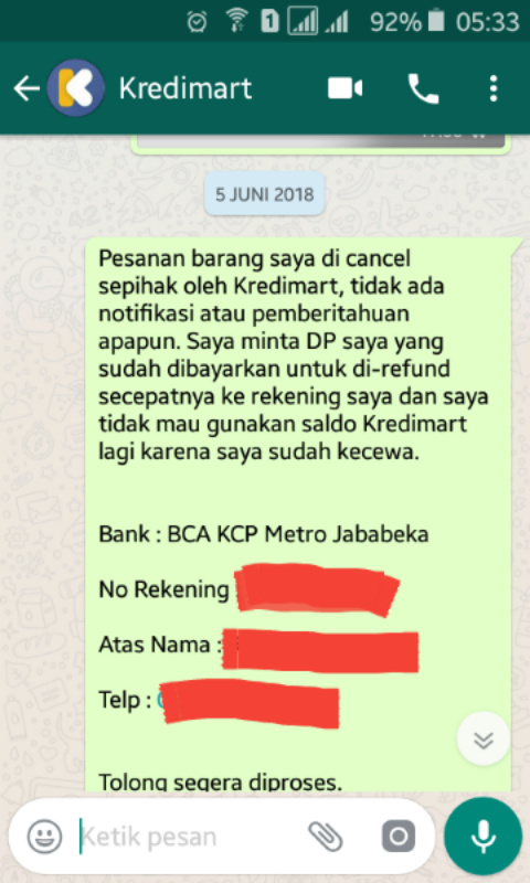 Uang Saya "Dicuri" oleh KREDIMART