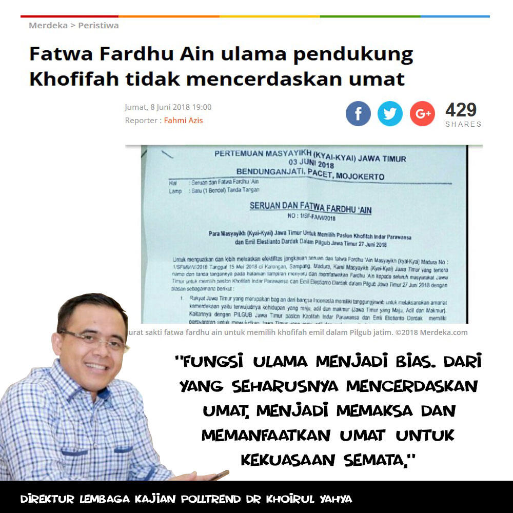 Fatwa Fardhu Ain ulama pendukung Khofifah tidak mencerdaskan umat