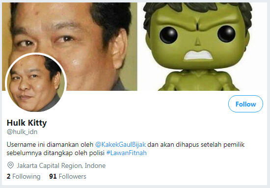 Dituduh Cinlok Dengan Ahok, Grace Kantongi Identitas @Hulk_idn