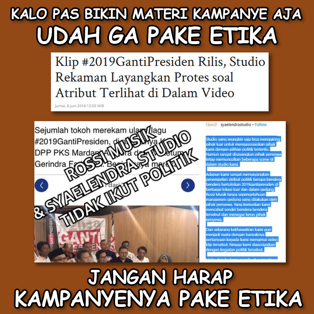 Video Klip #2019GantiPresiden Diprotes Pemilik Studio Musik