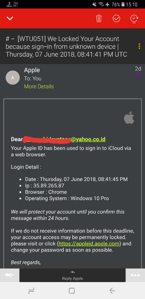 Email Penipu iCloud