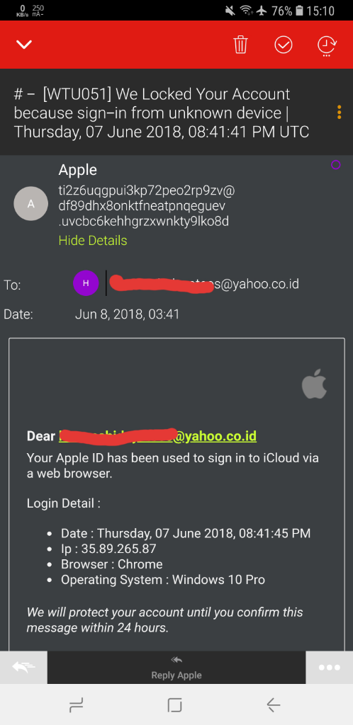 Email Penipu iCloud