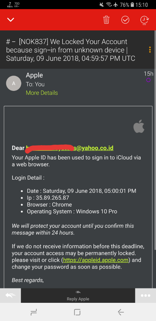 Email Penipu iCloud