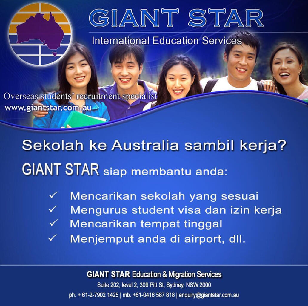 sekolah ke Australia sambil kerja? Giant Star siap membantu anda