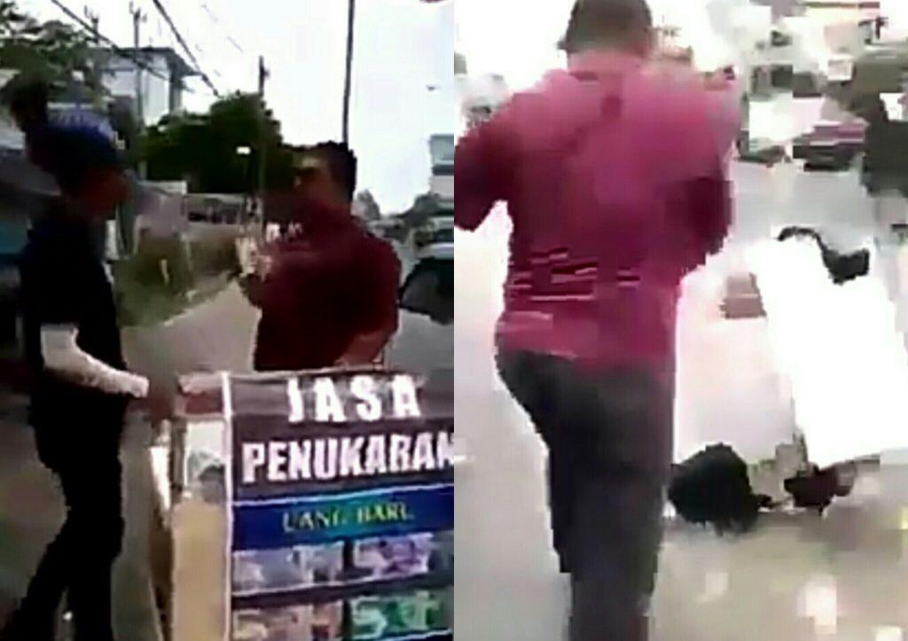 Sadis! Tukarkan Uang di Pinggir Jalan dan Kurang, Pria ini Hancurkan Lapak Penjual