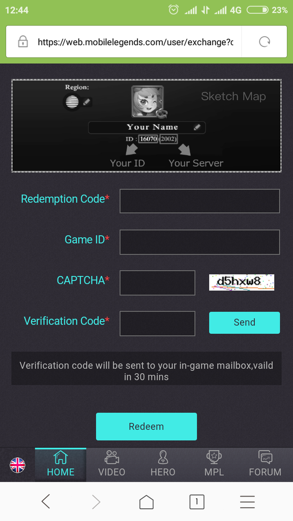 Tanya Reedem code mobile legend