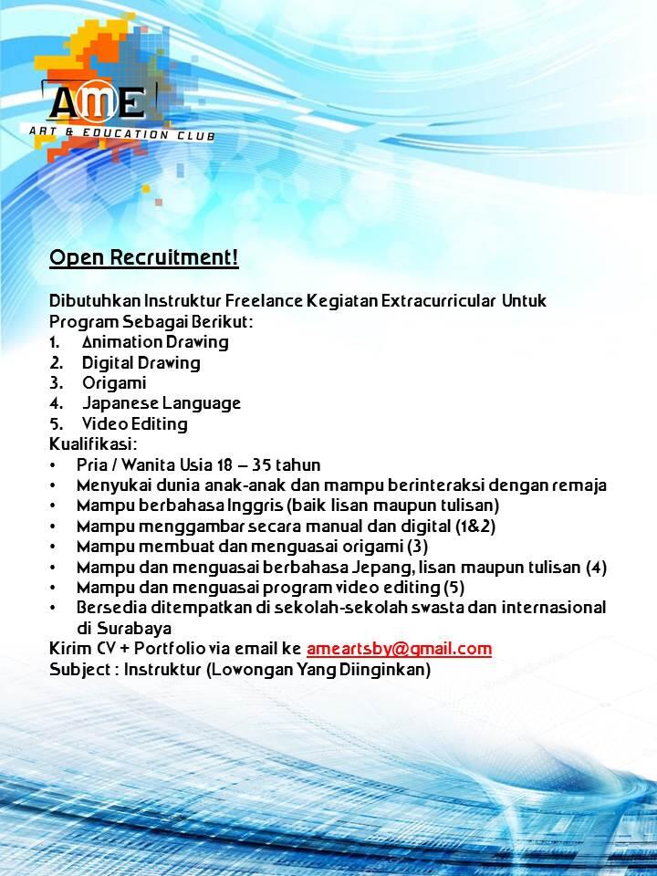 Lowongan Instruktur Freelance JABODETABEK & SURABAYA