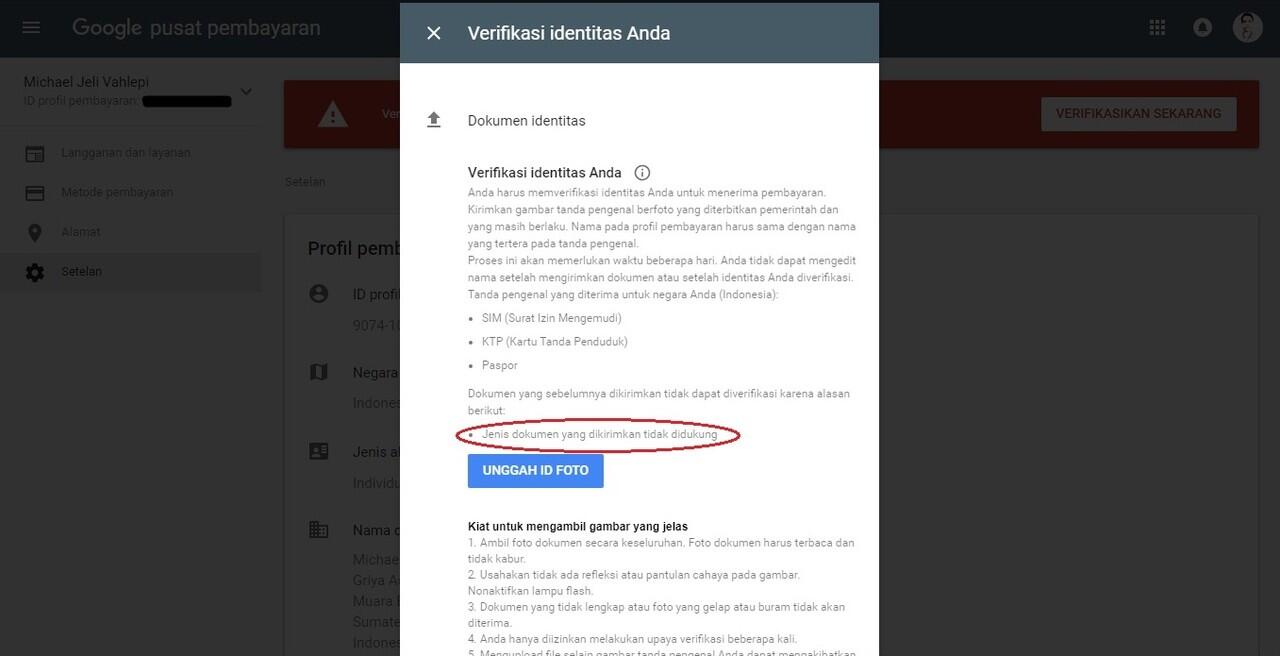 &#91;HELP&#93; 2x Gagal Verifikasi Identitas di Adsense