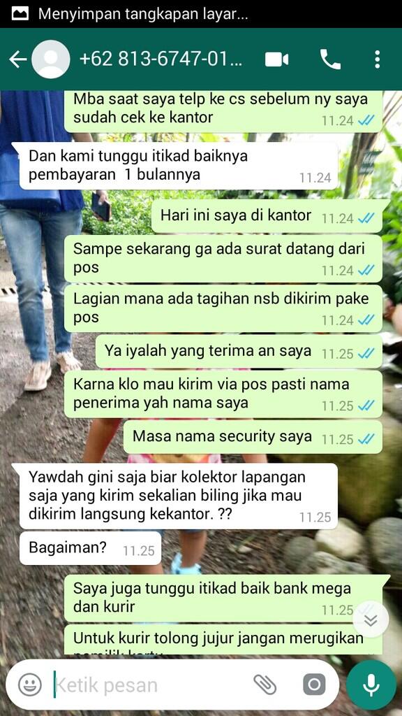 Kesalahan ada pada kurir bank mega nasabah yang tanggung