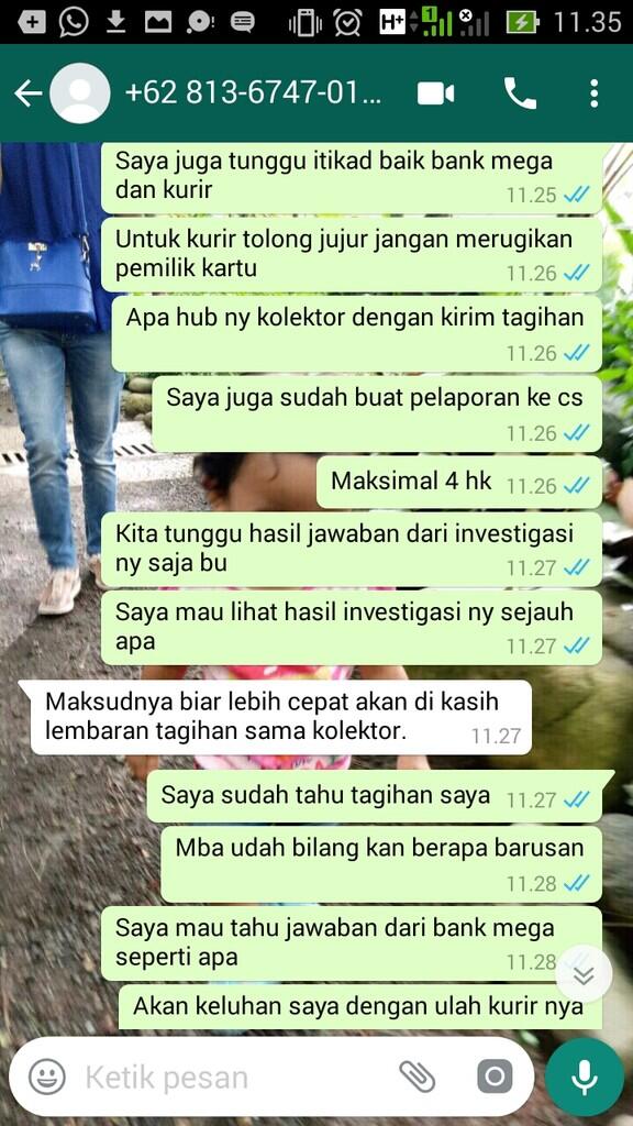 Kesalahan ada pada kurir bank mega nasabah yang tanggung