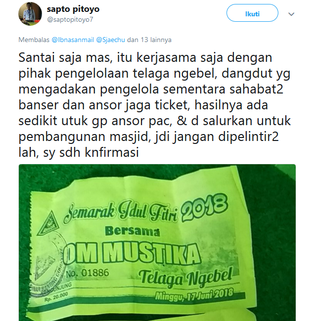 Heboh, GP Ansor Jualan Tiket Dangdut Koplo, Harganya Rp. 20.000