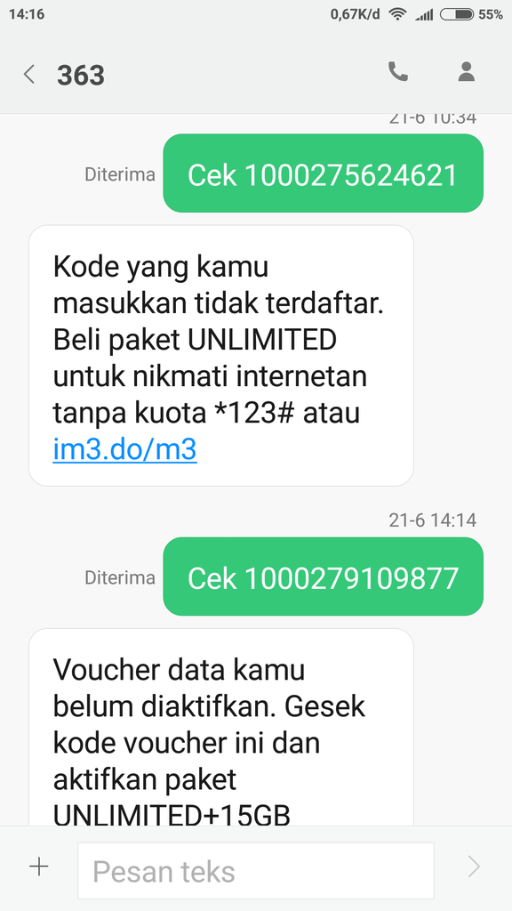 vocer internet indosat yg ga bisa dipake