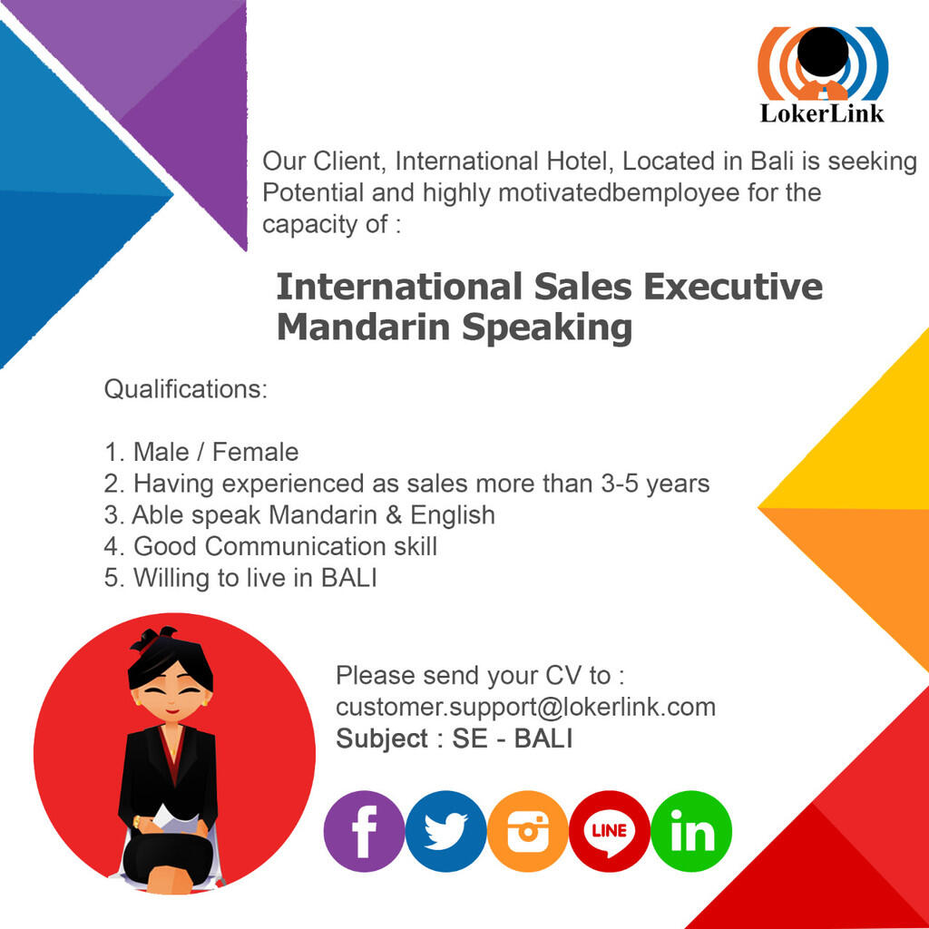 'INTERNATIONAL SALES EXECUTIVE - MANDARIN SPEAKING' (BALI)