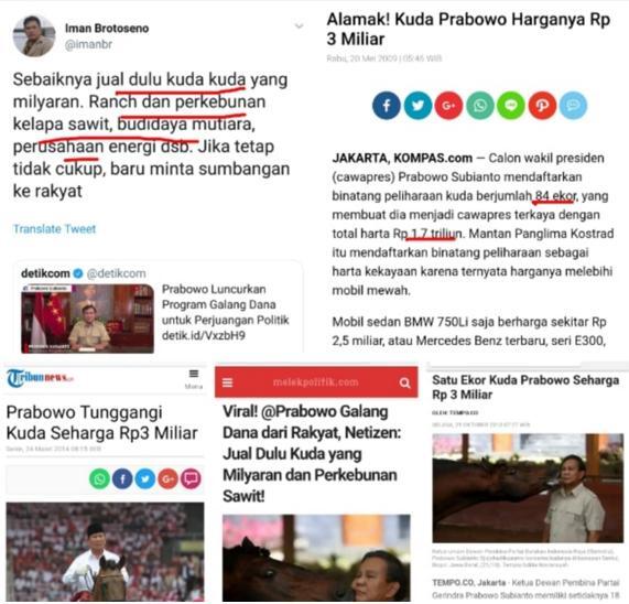 Prabowo Galang Dana dari Rakyat, Netizen: Jual Dulu Kuda yang Miliaran dan Perkebunan
