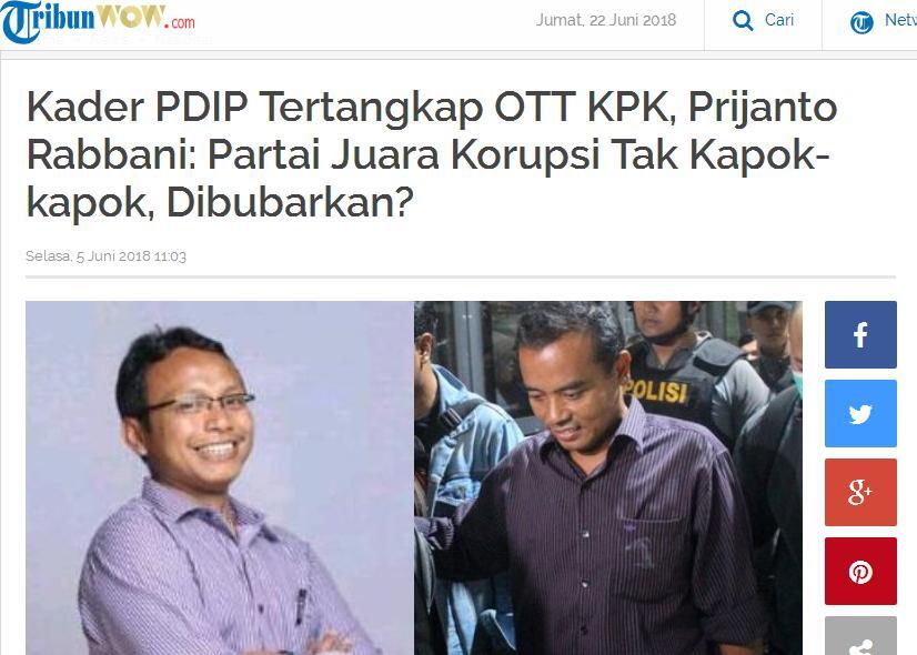 Kader Kena OTT, Kepercayaan Publik Terhadap PDIP Bisa Menurun