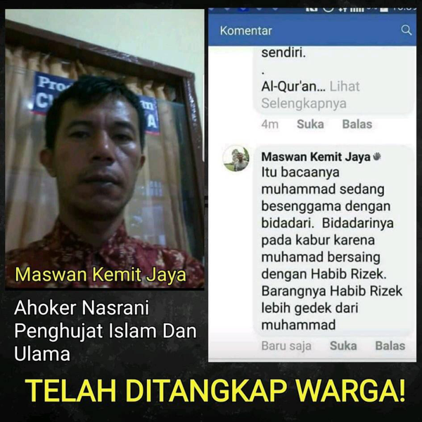 POLISI : MASWAN PENGHINA NABI MUHAMAD BUKAN PENDUKUNG AHOK